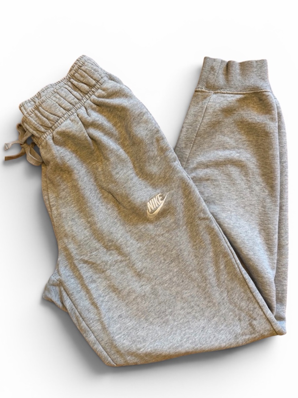 Nike Gray Fleece Jogger Sweatpants with Drawstring